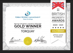 We have just won The British Property Lettings Award for Torquay!